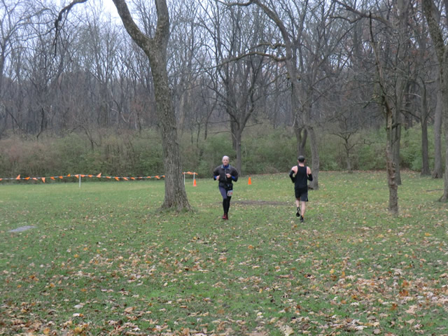 John Kiser completes lap one as Michael Cozza starts lap two of Carboniferous Fall 50-Km