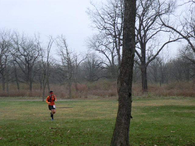 Ron Baker completes lap one then quickly sets out for lap two of Carboniferous Fall 50-Km