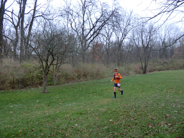 Ron Baker completes lap one then quickly sets out for lap two of Carboniferous Fall 50-Km