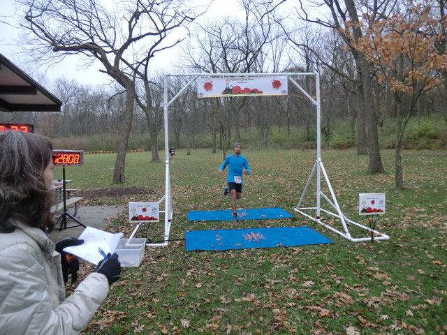 Displaying perfect running form Renato Gonzalez finishes 3rd place in his age group!