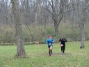 After 25 kilometers of trail running the final kick seperates Jose Alvarado from Luis Paredes