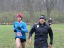 After 25 kilometers of trail running the final kick seperates Jose Alvarado from Luis Paredes