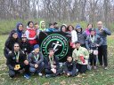 A triumphant photo-op for Chi City Running Club at Paleozoic Trail Runs - Carboniferous Fall!