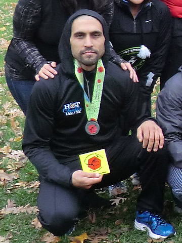A triumphant photo-op for Chi City Running Club at Paleozoic Trail Runs - Carboniferous Fall!