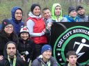 A triumphant photo-op for Chi City Running Club at Paleozoic Trail Runs - Carboniferous Fall!
