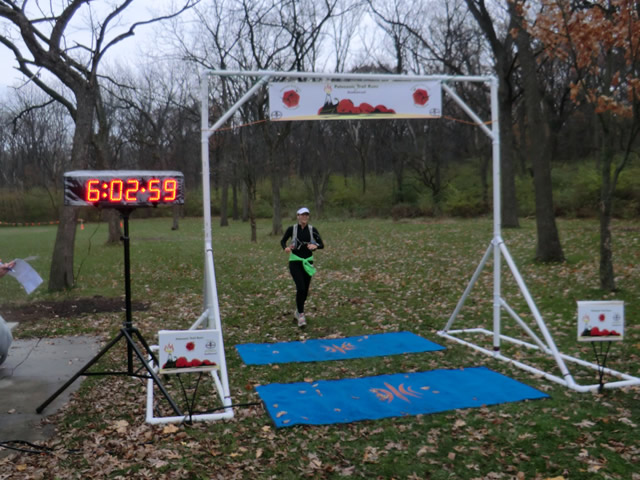 Leslie Jacobi finishes her adventure of the Carboniferous Fall 50-Km!
