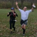 Erin Bockelman and Gregory Butler in tandem, make the finish of Carboniferous Fall 50-Km!