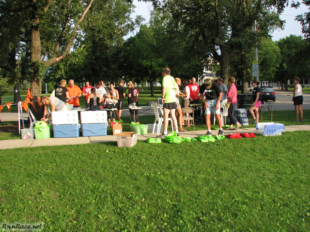 Pre-race gathering of runners and volunteers
