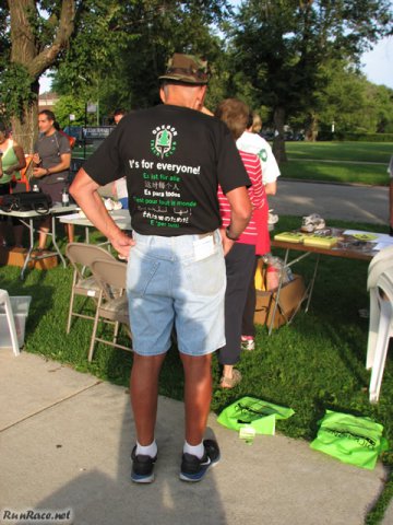 Pre-race gathering of runners and volunteers