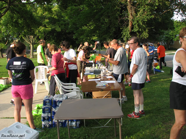 Pre-race gathering of runners and volunteers