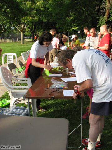 Pre-race gathering of runners and volunteers