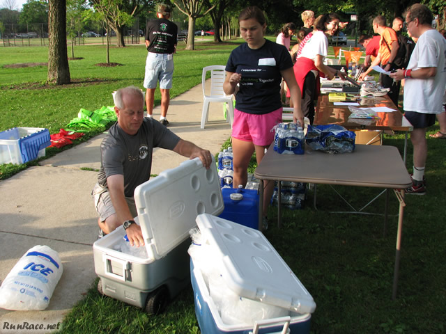 Pre-race gathering of runners and volunteers