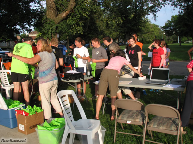 Pre-race gathering of runners and volunteers