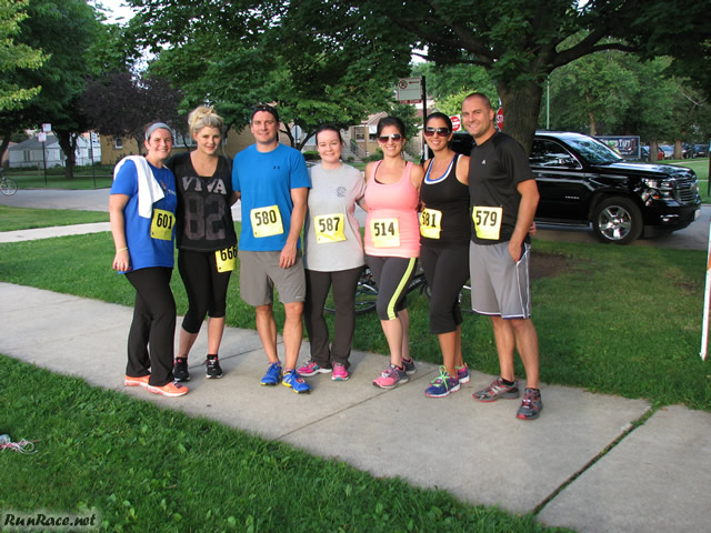 Pre-race gathering of runners and volunteers