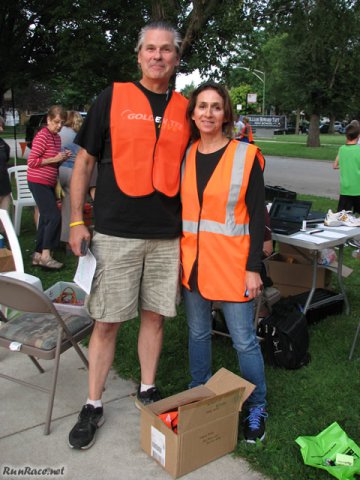 Pre-race gathering of runners and volunteers