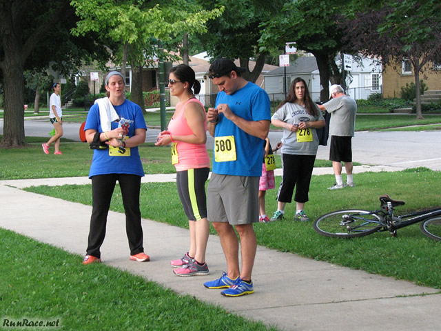 Pre-race gathering of runners and volunteers
