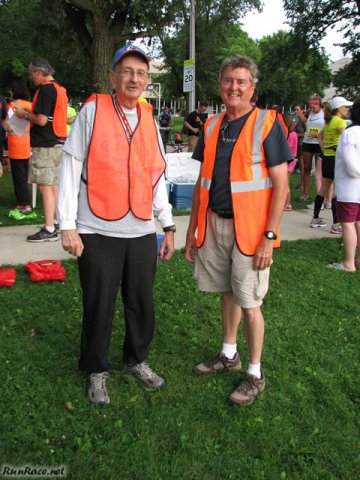 Pre-race gathering of runners and volunteers