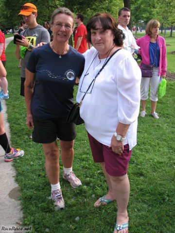 Pre-race gathering of runners and volunteers