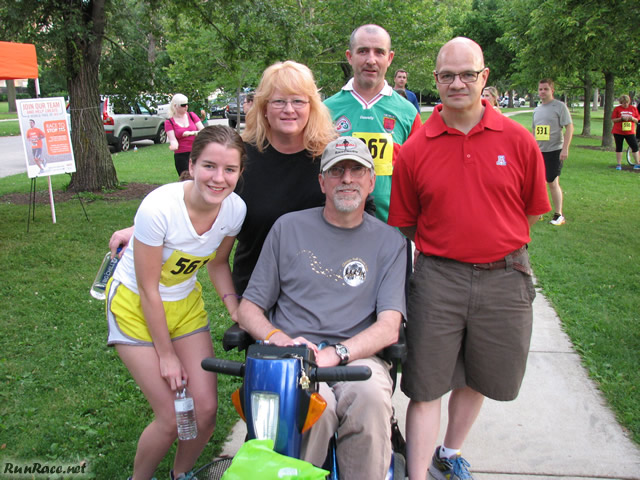 Pre-race gathering of runners and volunteers