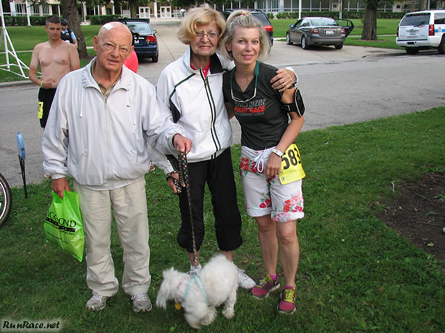 Pre-race gathering of runners and volunteers