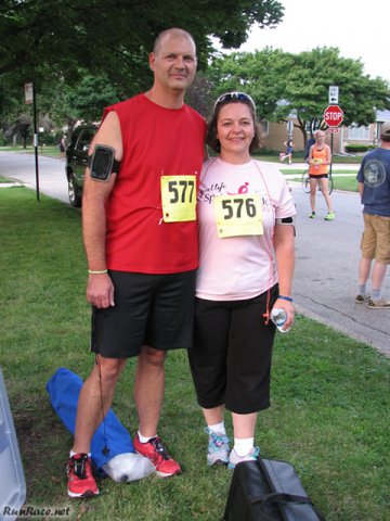 Pre-race gathering of runners and volunteers