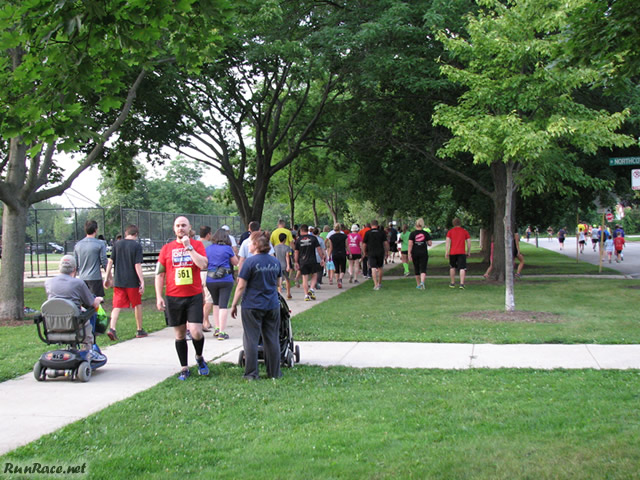 Pre-race gathering of runners and volunteers