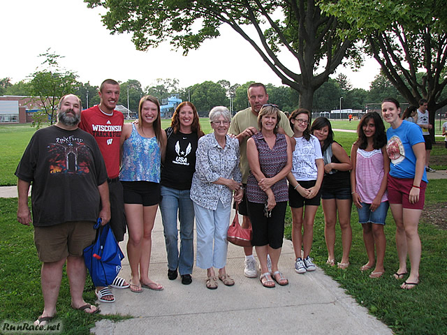 Pre-race gathering of runners and volunteers