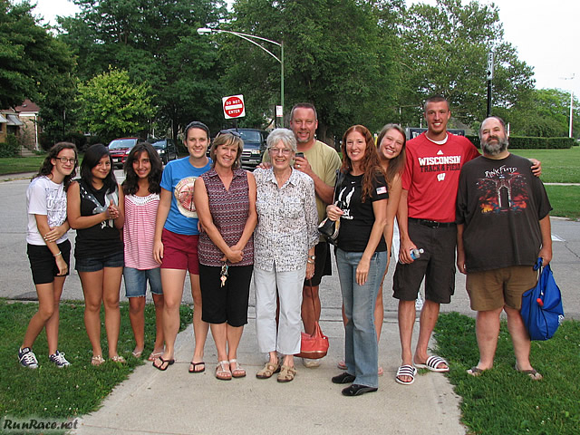 Pre-race gathering of runners and volunteers