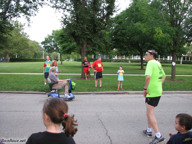 Pre-race gathering of runners and volunteers