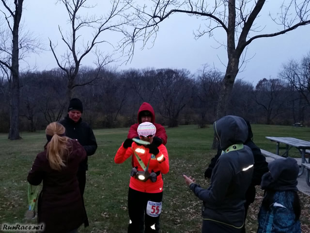 50-Km Runners, Olivia Rodriguez and Michael Johnson in Devonian Dusk : Saturday November 15, 2014