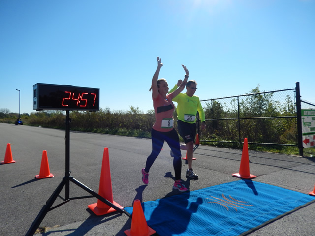 Action from the Finish Line of Hoosier Burn Camp 5K Run : Saturday October 4, 2014