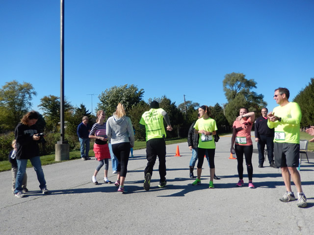 Action from the Finish Line of Hoosier Burn Camp 5K Run : Saturday October 4, 2014