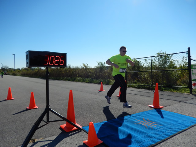 Action from the Finish Line of Hoosier Burn Camp 5K Run : Saturday October 4, 2014