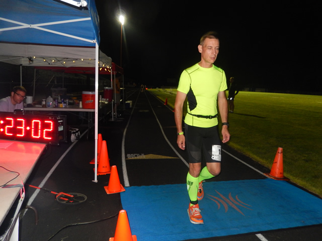 3:30 am... with runners orbiting the track at wildly varying speeds.