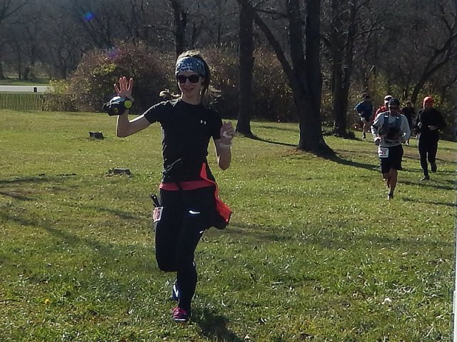 Permian Fall 50-Km runners make their halfway aid station at Pioneer Woods