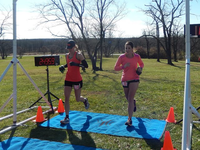 Permian Fall 50-Km runners make their halfway aid station at Pioneer Woods