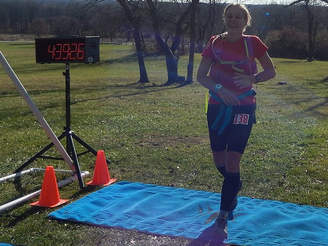 50-Km Female Champion, Paula O'Connor of Oak Park in her first-ever UltraMarathon!