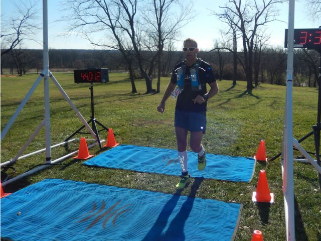 Bill Sanders of Elmhurst finishes his Permian Fall 50-Km