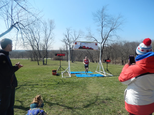 John Stuligross of Madison, Wisconsin finishes First in the Silurian Spring 25-Km!