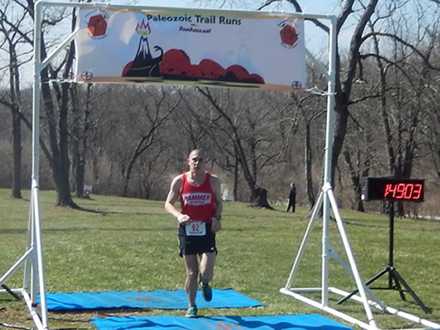 John Stuligross of Madison, Wisconsin finishes First in the Silurian Spring 25-Km!