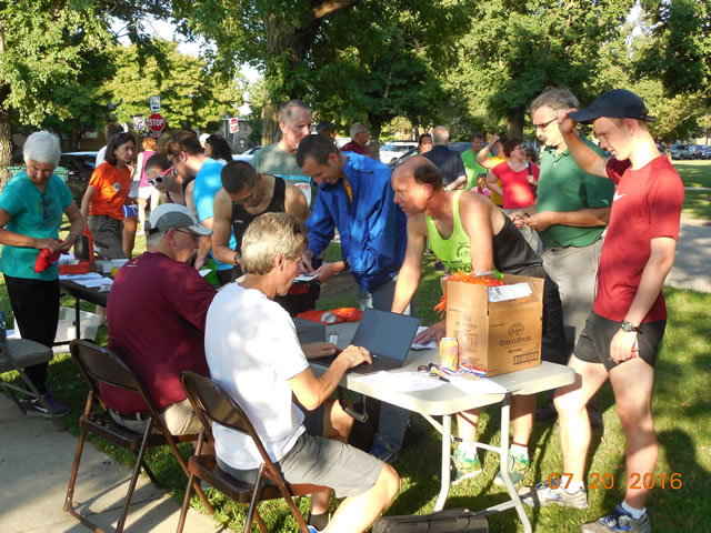 Pre-race gathering and participant check in