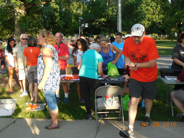 Pre-race gathering and participant check in