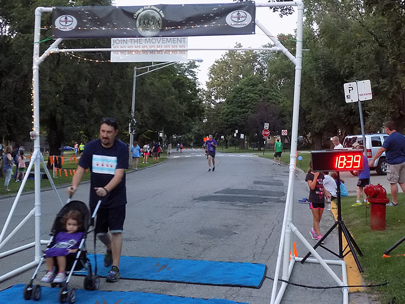 Chicago Full Moon Run Action at the Finish Line