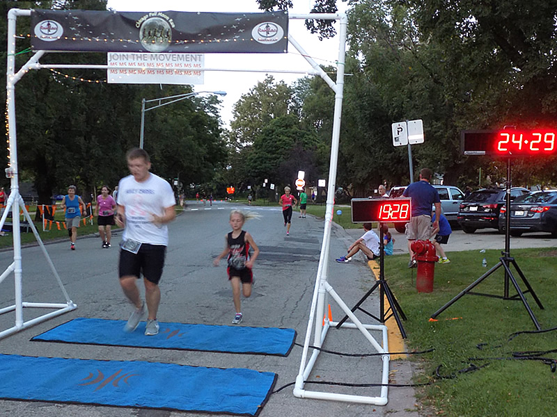 Chicago Full Moon Run Action at the Finish Line