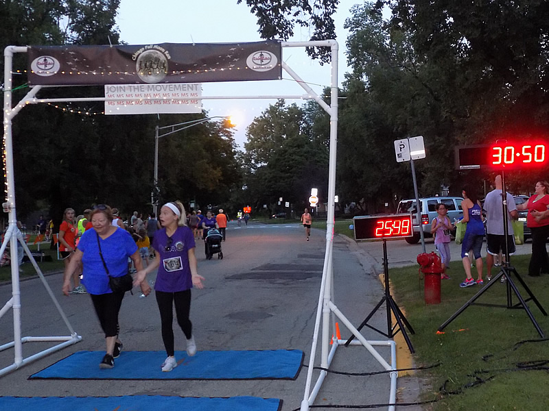 Chicago Full Moon Run Action at the Finish Line