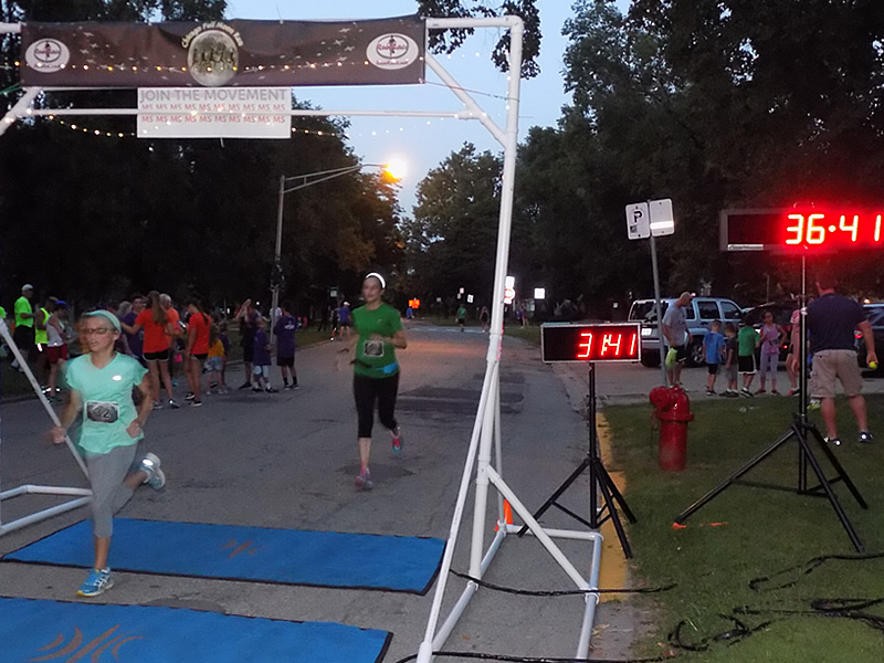Chicago Full Moon Run Action at the Finish Line