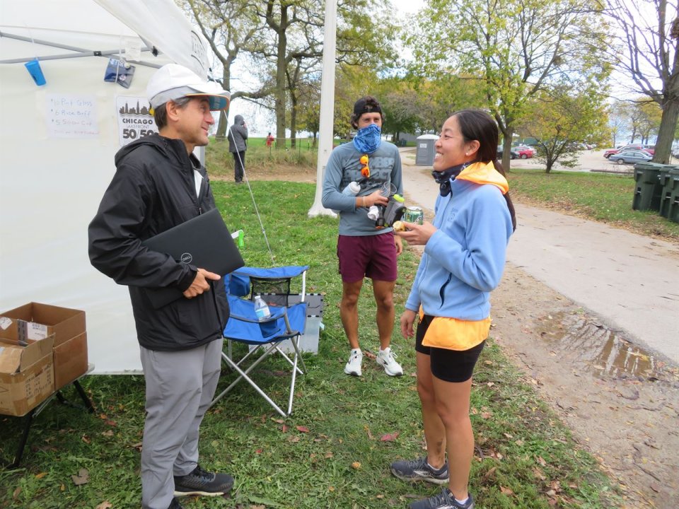 Action at Foster Beach Aid Station, Start/Finish Area