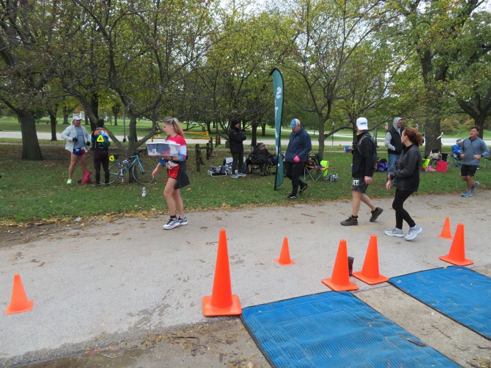 Action at Foster Beach Aid Station, Start/Finish Area