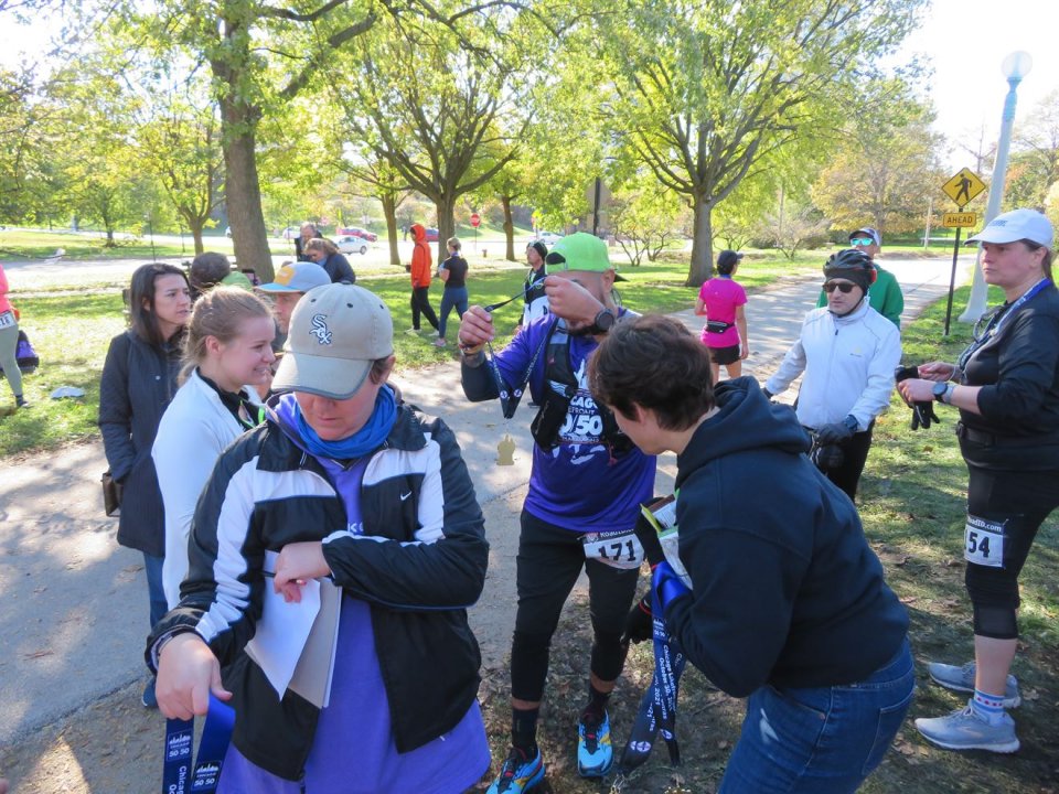 Action at Foster Beach Aid Station, Start/Finish Area